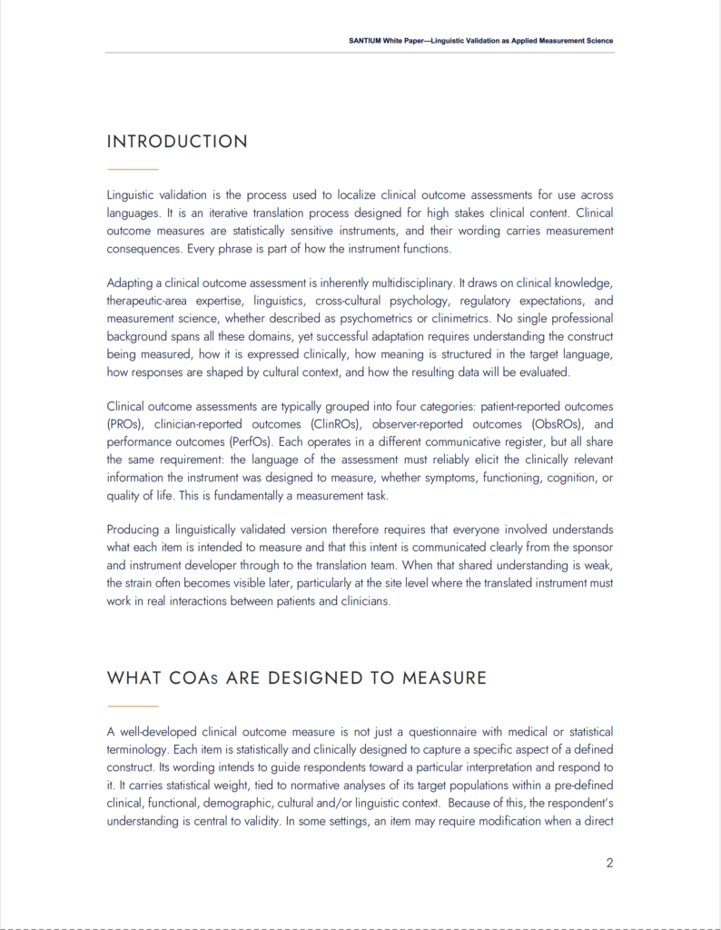 Linguistic Validation, Psychometrics, Cultural Adaptation