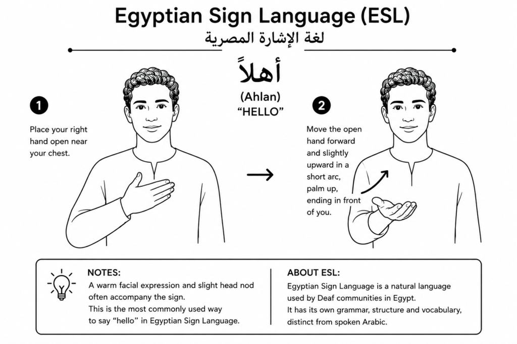Egyptian sign language, ESL, hello